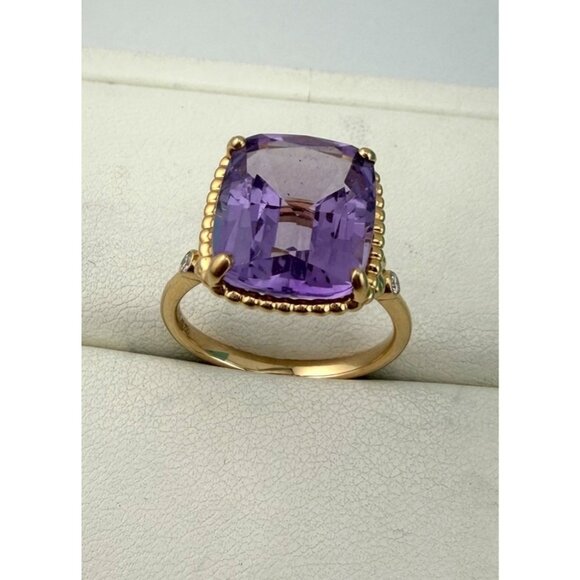 Tiffany & Co. Amethyst & Diamond Cushion Sparkler Ring 18k Rose Gold 💜✨ - Picture 3 of 9